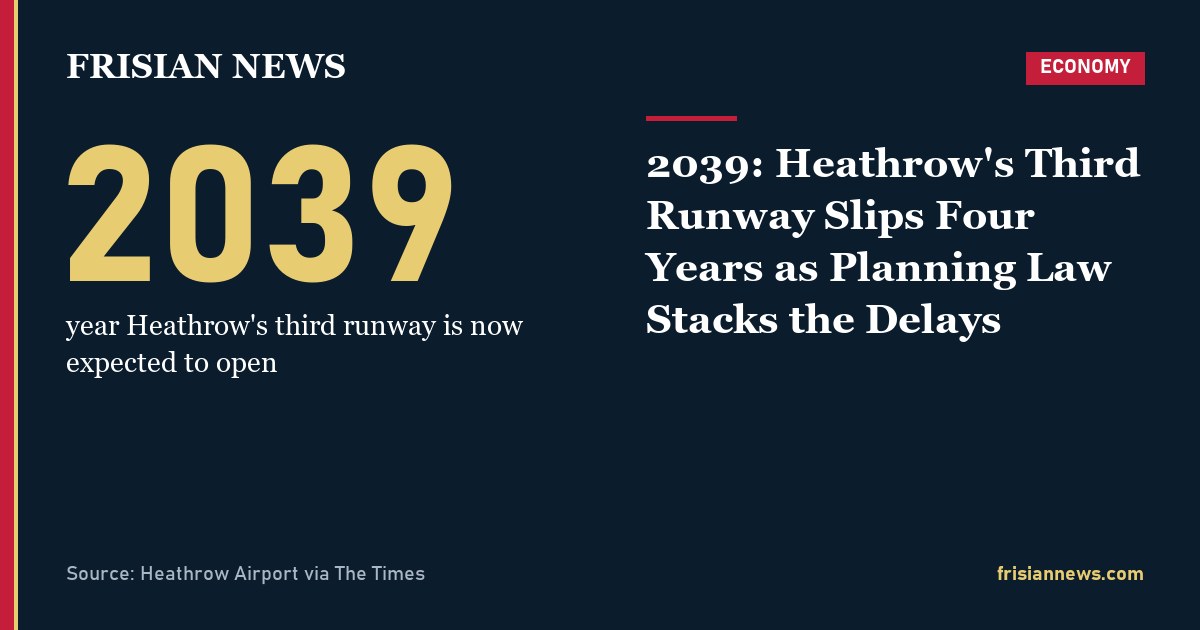 2039: Heathrow's Third Runway Slips Four Years as Planning Law Stacks the Delays