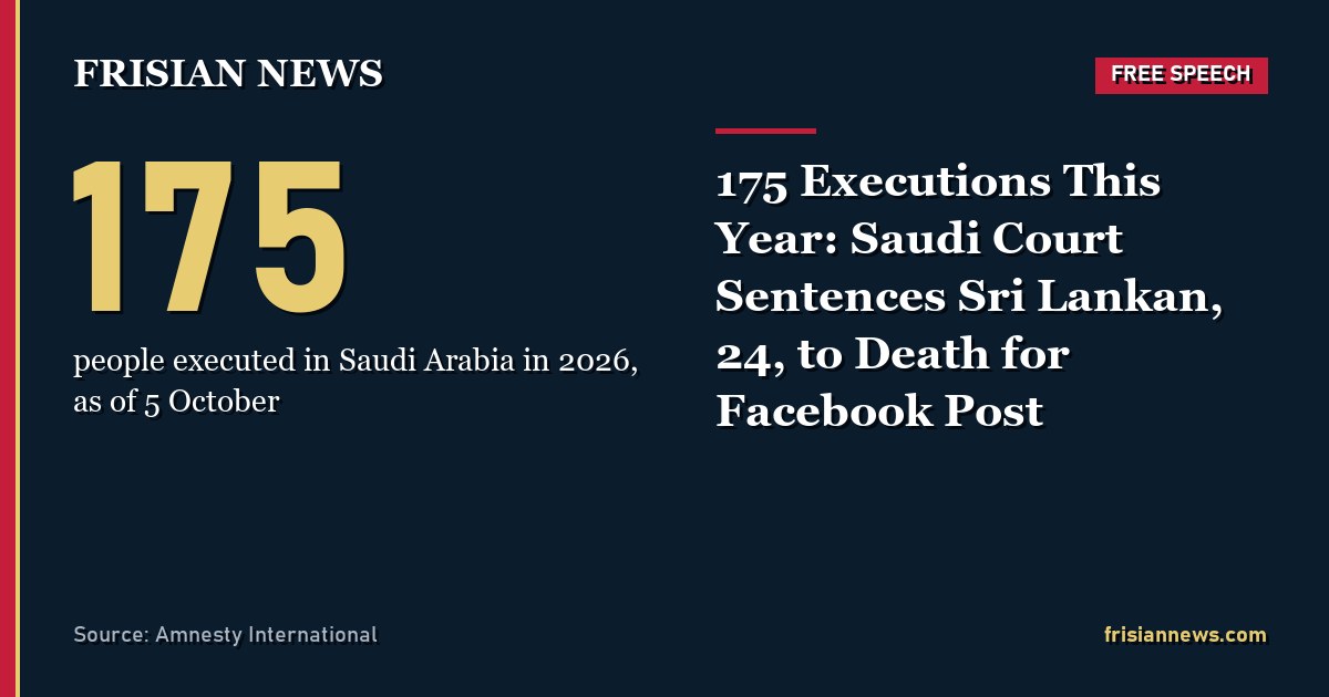 175 Executions This Year: Saudi Court Sentences Sri Lankan, 24, to Death for Facebook Post